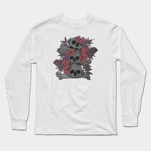 Skulls and crossbones Long Sleeve T-Shirt by Jess Adams